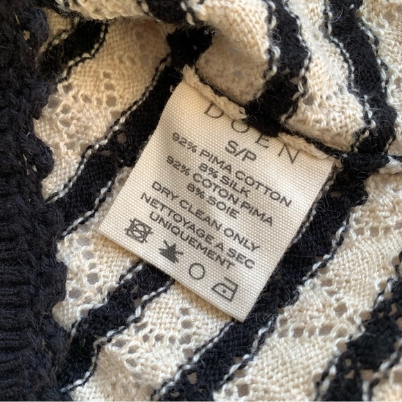 Doen Brandie Cotton Silk Knit Short Sleeve Puff Sweater Top Allaire Stripe Cream - Picture 9 of 12